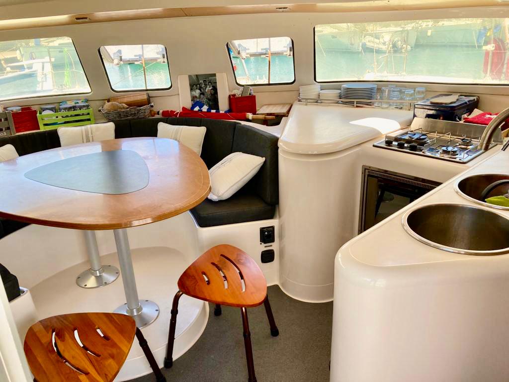 boat interior lounge area